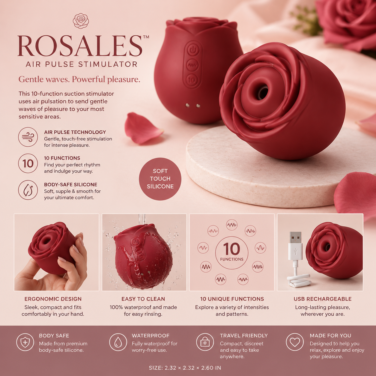 Rosales™ Air Pulse Stimulator – Soft, Elegant & Intensely Pleasurable