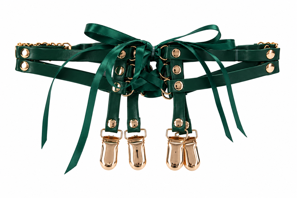 Indica Emerald Lace-Up Garter Set